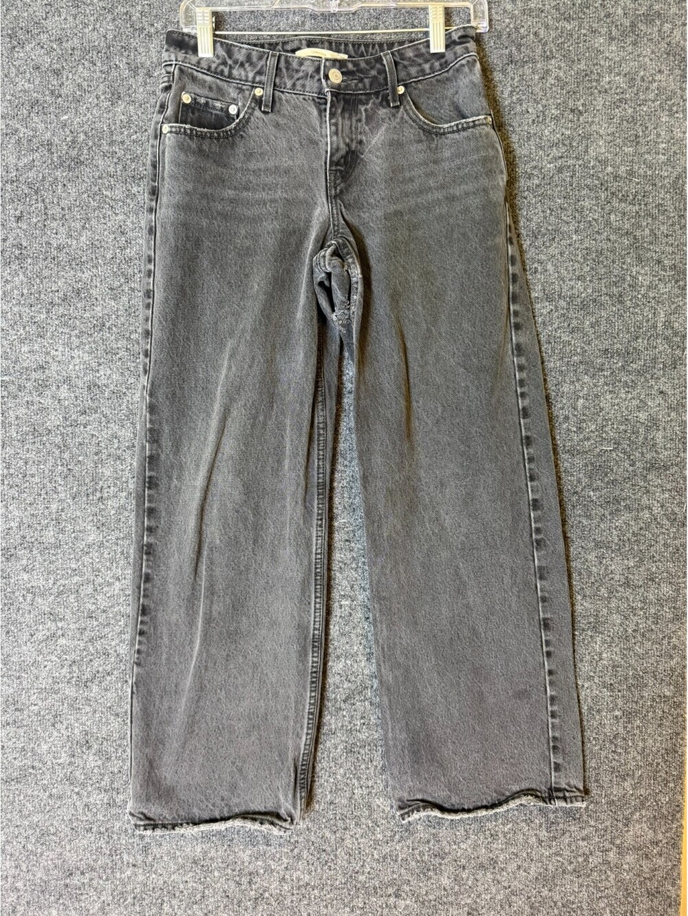 Levi’s Low Loose Wide Leg Jeans Size 26 Black Denim Washed Straight Loose-flaw